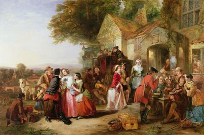 Travellers outside a tavern by Thomas Falcon Marshall